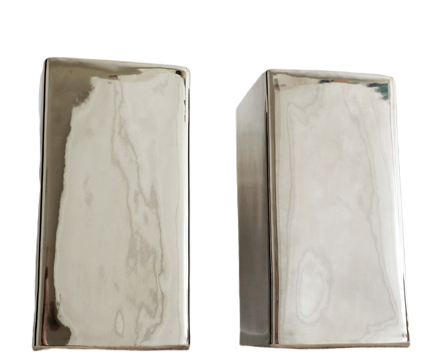 Chromed rectangle vases - set of 2