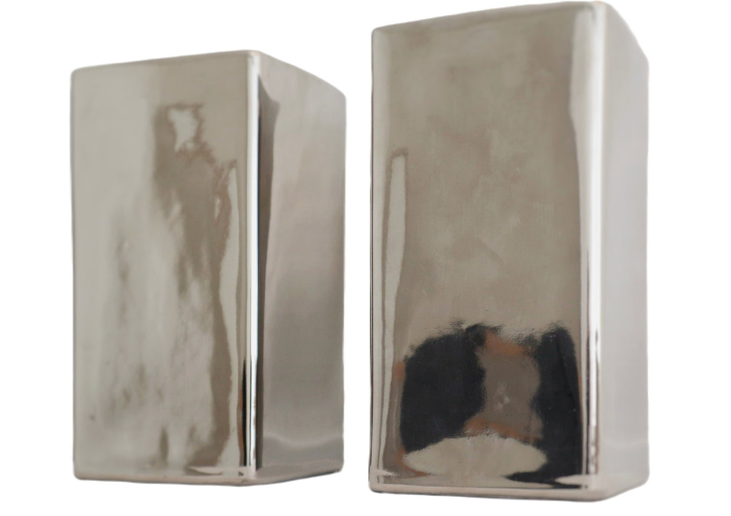 Chromed rectangle vases - set of 2