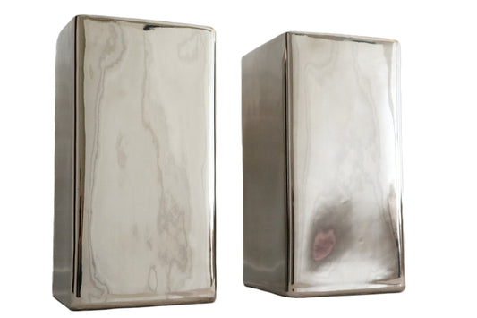 Chromed rectangle vases - set of 2