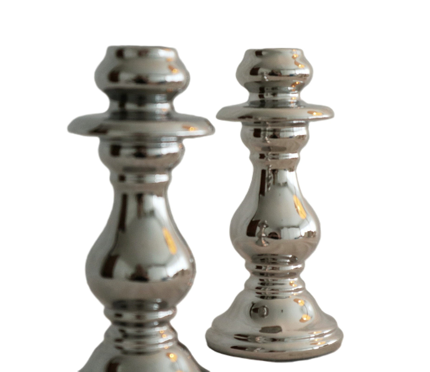 Chromed candleholders - set of 2