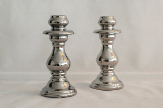 Chromed candleholders - set of 2